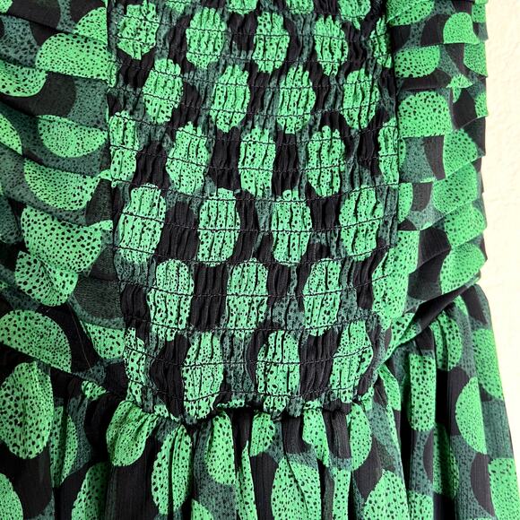 Fynn & Rose Swing Mini Dress Women Size XS Green Black Dot Strapless Coquette - Picture 6 of 9